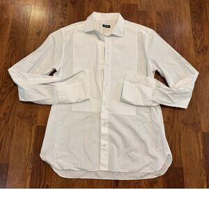 Zegna Men's Bib Fron French Cuff Optical White Tuxedo Shirt Size 43 Designer Men